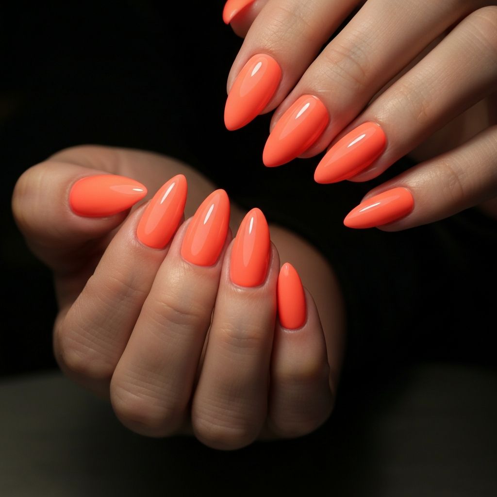 Unghii gel coral vibrant vara - unghii cu gel Focsani