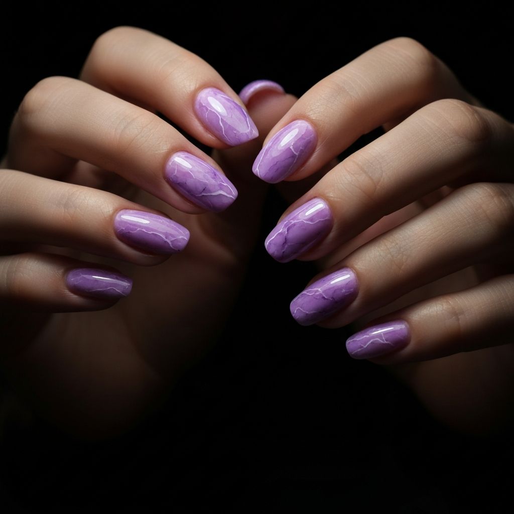 Unghii gel marble mov liliachiu elegant - tehnician unghii Focsani