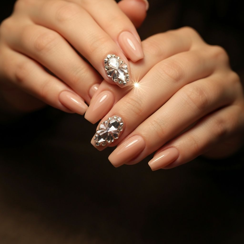 Nude gel cu cristale Swarovski - salon premium Focsani